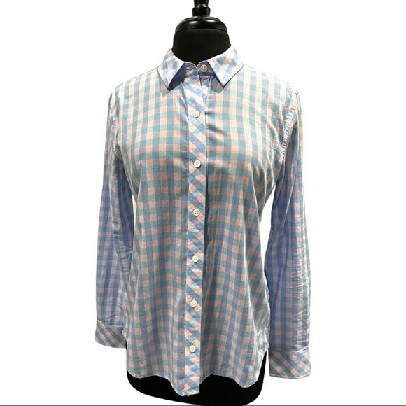 𝅺vineyard Vines Blyden Gingham Relaxed Button Down Cotton Top Sz 6 - Picture 1 of 15